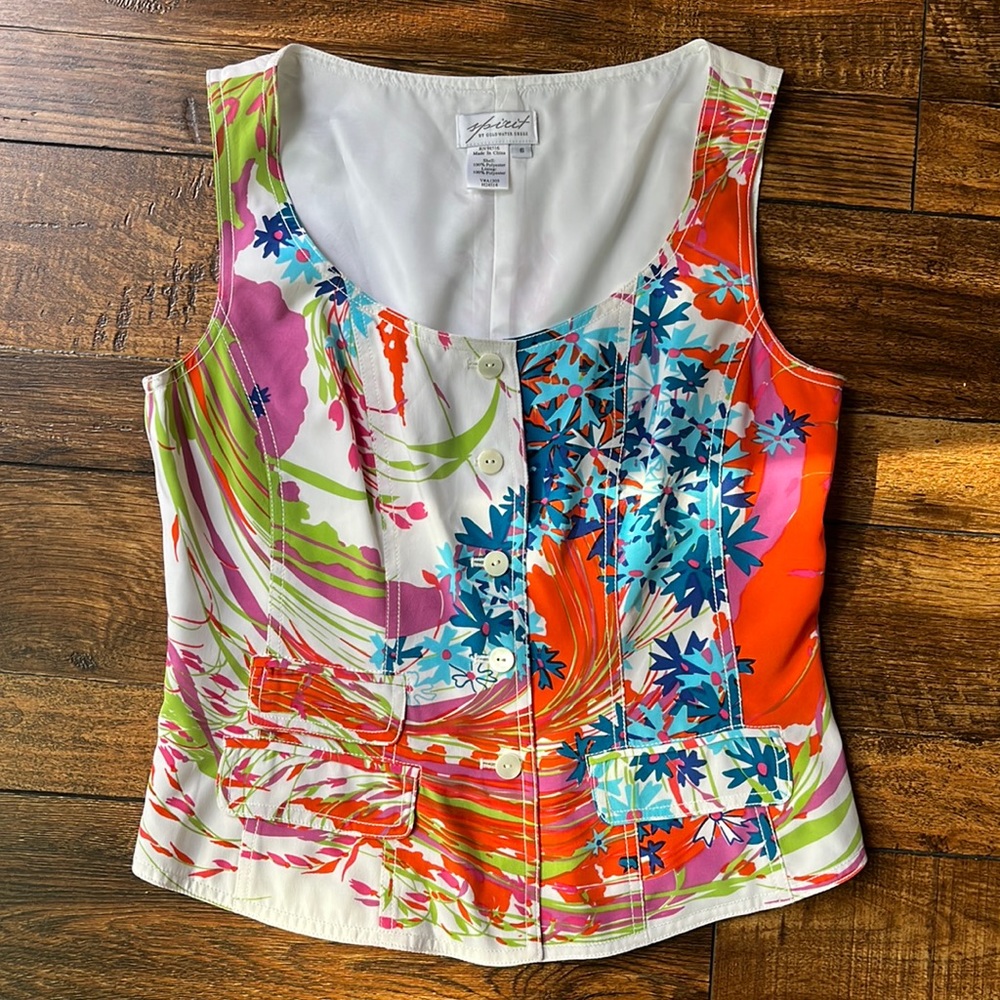 Spirit by Coldwater Creek colorful floral vest or tank
